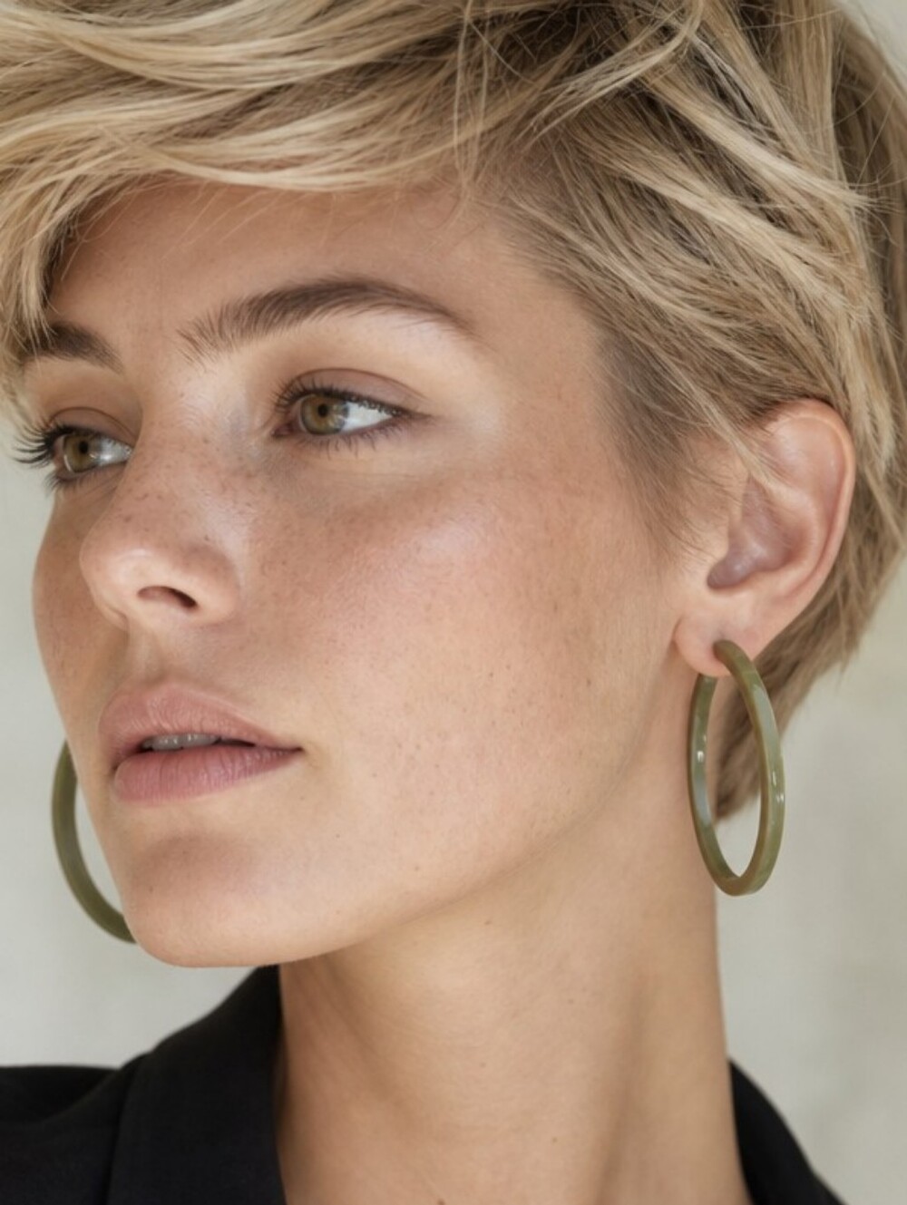 TOP SALE! Army Olive Green Acrylic Resin Hoop Earrings